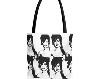 Bolso tote Amy blanco y negro (AOP)