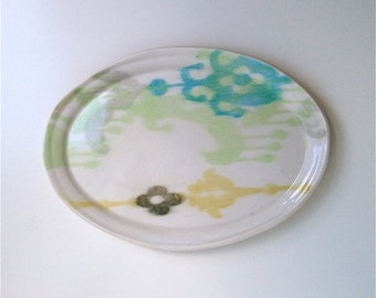 Bandeja oval de porcelana Ikat