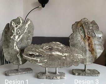 Handmade Stone Sculpture for Modern Industrial Decor, Abstract Texture Art Object: Unique Housewarming Gift