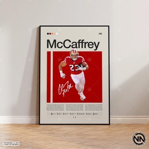 Póster de Christian McCaffrey, San Francisco 49ers, póster de la NFL, póster deportivo, fanáticos de la NFL, póster de fútbol, arte mural de la NFL, pósters deportivos para el dormitorio