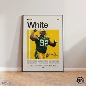 Poster Reggie White, stampa Green Bay Packers, poster NFL, poster sportivo, poster di football, arte murale NFL, poster sportivi per camera da letto