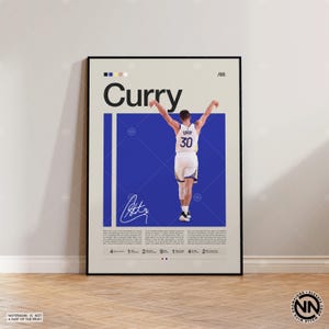 Cartel de Steph Curry, Golden State Warriors, Cartel de la NBA, Cartel deportivo, Moderno de mediados de siglo, Aficionados de la NBA, Regalo de baloncesto, Carteles de dormitorios deportivos