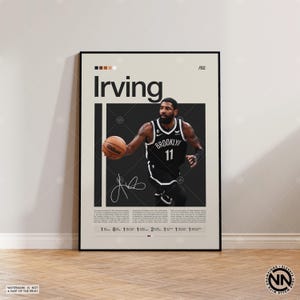 Kyrie Irving-poster, Brooklyn Nets-poster, NBA-poster, sportposter, modern uit het midden van de eeuw, NBA-fans, basketbalcadeau, sportslaapkamerposters