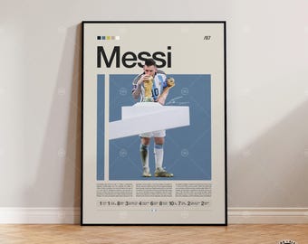 Cartel de Lionel Messi, Impresión de fútbol argentino, Regalos de fútbol, Cartel deportivo, Cartel de futbolista, Arte de pared de fútbol, Carteles de dormitorios deportivos