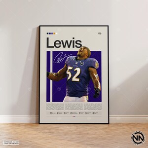 Pôster de Ray Lewis, impressão do Baltimore Ravens, pôster da NFL, pôster esportivo, fãs da NFL, pôster de futebol, arte de parede da NFL, pôsteres esportivos para quarto