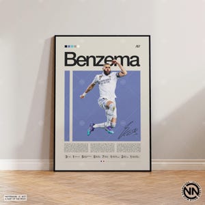 Pôster de Karim Benzema, Pôster do Real Madrid, Presentes de futebol, Pôster esportivo, Pôster de jogador de futebol, Arte de parede de futebol, Pôsteres esportivos para quarto