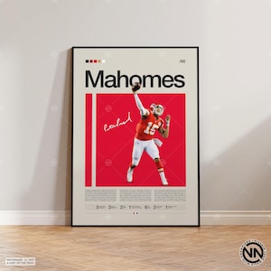 Póster de Patrick Mahomes, póster de Kansas City Chief, póster de la NFL, póster deportivo, póster de fútbol, arte mural de la NFL, pósters deportivos para el dormitorio