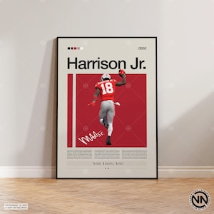 Cartel de Marvin Harrison Jr., cartel del estado de Ohio, cartel de la NFL, cartel deportivo, fanáticos de la NFL, cartel de fútbol, arte de pared de la NFL, carteles de dormitorios deportivos
