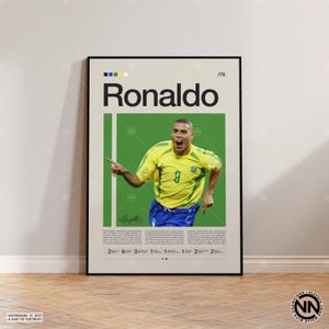 Pôster de Ronaldo, Pôster de Futebol do Brasil, Impressão de Ronaldo, Presentes de Futebol, Pôster de Esportes, Pôster de Futebol, Arte de Parede de Futebol, Pôsteres de Quarto de Esportes