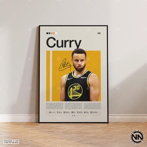 Cartel de Steph Curry, Golden State Warriors, Cartel de la NBA, Cartel deportivo, Moderno de mediados de siglo, Aficionados de la NBA, Regalo de baloncesto, Carteles de dormitorios deportivos