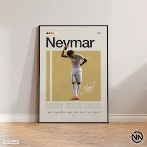 Poster Neymar, Santos FC Poster, Fußball Geschenke, Sport Poster, Fußballspieler Poster, Fußball Wandkunst, Sport Schlafzimmer Poster