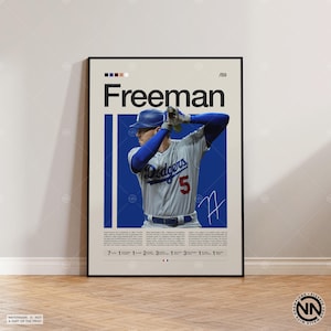Cartel de Freddie Freeman, cartel de los Dodgers de Los Ángeles, impresiones de béisbol, cartel deportivo, regalo de jugador de béisbol, arte de pared de béisbol, carteles de dormitorios deportivos