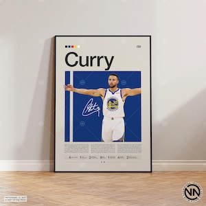 Cartel de Steph Curry, Golden State Warriors, Cartel de la NBA, Cartel deportivo, Moderno de mediados de siglo, Aficionados de la NBA, Regalo de baloncesto, Carteles de dormitorios deportivos