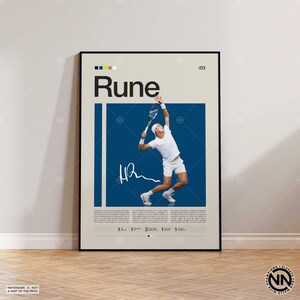 Pôster de Holger Rune, Pôster de Tênis, Pôster Motivacional, Pôster de Esportes, Arte Esportiva Moderna, Presentes de Tênis, Pôster Minimalista, Arte de Tênis