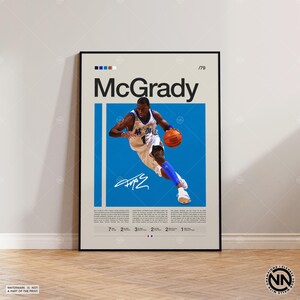 Tracy McGrady Poster,Orlando Magic Poster,NBA Poster,Sport Poster,Mid Century Modern,NBA Fans, Basketball Geschenk,Sport Schlafzimmer Poster