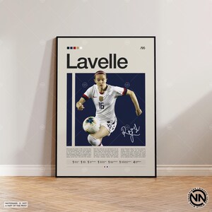 Pôster Rose Lavelle, pôster USWNT, pôster OL Reign, pôster esportivo, pôster de jogador de futebol, arte de parede de futebol, pôsteres esportivos para quarto