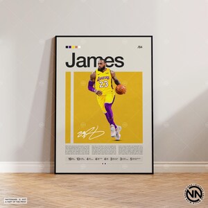 Lebron James Poster, LA Lakers Druck, NBA Poster, Sport Poster, Mid Century Modern, NBA Fans, Basketball Geschenk, Sport Schlafzimmer Poster