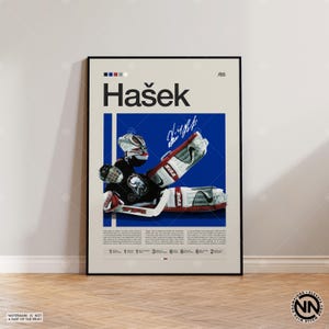 Pôster de Dominik Hasek, pôster de Buffalo Sabres, pôster da NHL, pôster de hóquei, pôster de esportes, moderno de meados do século, pôsteres de quarto de esportes