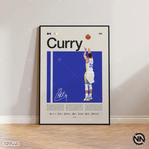 Cartel de Steph Curry, Golden State Warriors, Cartel de la NBA, Cartel deportivo, Moderno de mediados de siglo, Aficionados de la NBA, Regalo de baloncesto, Carteles de dormitorios deportivos