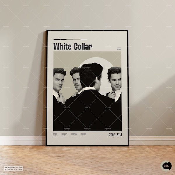 White Collar, Retro Movie Poster, Midcentury Modern, Retro Tv Show Poster, Minimal Movie Art, Best Movies of All Time, Custom Movie Poster