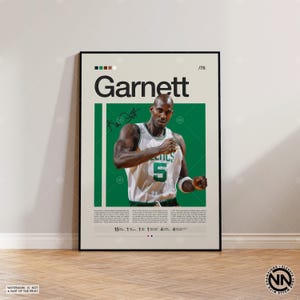 Pôster de Kevin Garnett, pôster do Boston Celtics, pôster da NBA, pôster de esportes, pôster de basquete, fãs da NBA, presente de basquete, pôsteres de quarto esportivo