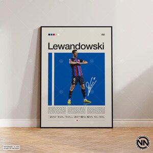 Póster de Robert Lewandowski, póster de Barcelona, regalos de fútbol, póster deportivo, póster de jugador de fútbol, arte mural de fútbol, pósters deportivos para dormitorio