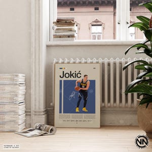 Nikola Jokic Poster, Denver Nuggets Druck, NBA Poster, Sport Poster, Mid Century Modern, NBA Fans, Basketball Geschenk, Sport Schlafzimmer Poster