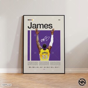 Lebron James Poster, LA Lakers Druck, NBA Poster, Sport Poster, Mid Century Modern, NBA Fans, Basketball Geschenk, Sport Schlafzimmer Poster