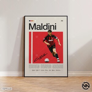 Paolo Maldini Poster, AC Milan Poster, Fußball Geschenke, Sport Poster, Fußballspieler Poster, Fußball Wandkunst, Sport Schlafzimmer Poster