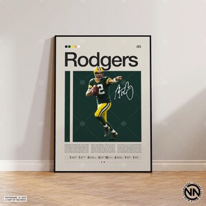 Pôster de Aaron Rodgers, impressão do Green Bay Packers, pôster da NFL, pôster esportivo, fãs da NFL, pôster de futebol, arte de parede da NFL, pôsteres esportivos para quarto