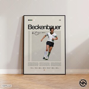 Cartel de Franz Beckenbauer, cartel de futbolista alemán, regalos de fútbol, cartel deportivo, cartel de fútbol, arte de la pared de fútbol, carteles de dormitorios deportivos