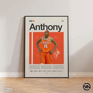 Pôster de Carmelo Anthony, Pôster de Syracuse, Pôster da NBA, Pôster de esportes, Moderno de meados do século, Fãs da NBA, Presente de basquete, Pôsteres de quarto de esportes