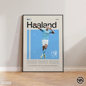 Erling Haaland Poster, Manchester City Poster, Fußball Geschenke, Sport Poster, Fußballspieler Poster, Fußball Wandkunst, Sport Schlafzimmer Poster