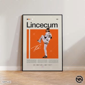 Póster de Tim Lincecum, San Francisco Giants, impresiones de béisbol, póster deportivo, regalo de jugador de béisbol, arte mural de béisbol, pósteres deportivos para dormitorio