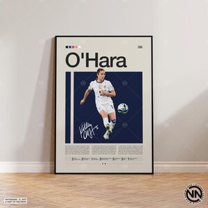 Pôster Kelley O'Hara, futebol feminino, pôster de esportes, pôster de jogador de futebol, arte de parede de futebol, pôsteres de quarto de esportes