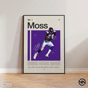Pôster de Randy Moss, impressão do Minnesota Vikings, pôster da NFL, pôster esportivo, pôster de futebol, arte de parede da NFL, pôsteres esportivos para quarto