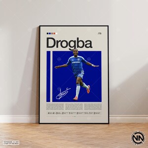 Pôster de Didier Drogba, pôster do Chelsea, presentes de futebol, pôster esportivo, pôster de jogador de futebol, arte de parede de futebol, pôsteres esportivos para quarto