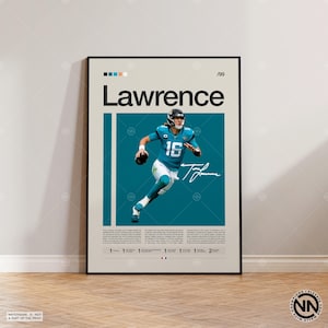 Póster de Trevor Lawrence, Jacksonville Jaguars, póster de la NFL, póster deportivo, fanáticos de la NFL, póster de fútbol, arte mural de la NFL, pósters deportivos para el dormitorio