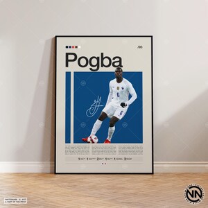 Póster de Paul Pogba, futbolista francés, regalos de fútbol, póster deportivo, póster de jugador de fútbol, arte mural de fútbol, pósters deportivos para dormitorio