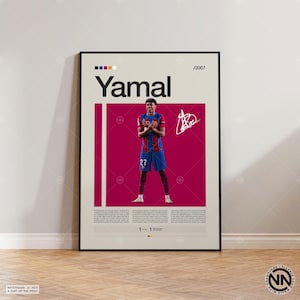 Lamine Yamal Poster, Barcelona Poster, Fußball Geschenke, Sport Poster, Fußballspieler Poster, Fußball Wandkunst, Sport Schlafzimmer Poster