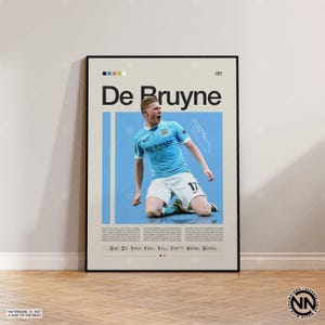 Pôster de Kevin De Bruyne, pôster do Manchester City, presentes de futebol, pôster esportivo, pôster de jogador de futebol, arte de parede de futebol, pôsteres esportivos de quarto