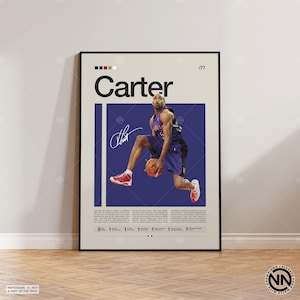 Poster di Vince Carter, stampa dei Toronto Raptors, poster NBA, poster sportivo, metà secolo moderno, fan NBA, regalo di basket, poster per camera da letto sportiva