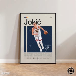 Nikola Jokic Poster, Denver Nuggets Druck, NBA Poster, Sport Poster, Mid Century Modern, NBA Fans, Basketball Geschenk, Sport Schlafzimmer Poster