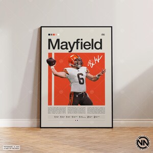 Pôster Baker Mayfield, impressão do Cleveland Browns, pôster da NFL, pôster esportivo, fãs da NFL, pôster de futebol, arte de parede da NFL, pôsteres esportivos para quarto