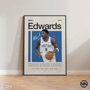 Tony Edwards Poster, Timberwolves Druck, NBA Poster, Sport Poster, Mid Century Modern, NBA Fans, Basketball Geschenk, Sport Schlafzimmer Poster