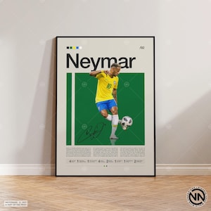Poster Neymar, Brasilien Fußball Poster, Fußball Geschenke, Sport Poster, Fußballspieler Poster, Fußball Wandkunst, Sport Schlafzimmer Poster