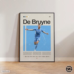 Pôster de Kevin De Bruyne, pôster do Manchester City, presentes de futebol, pôster esportivo, pôster de jogador de futebol, arte de parede de futebol, pôsteres esportivos de quarto