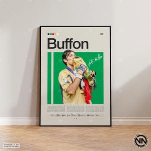 Pôster de Gianluigi Buffon, jogador de futebol italiano, presentes de futebol, pôster esportivo, pôster de jogador de futebol, arte de parede de futebol, pôsteres esportivos para quarto