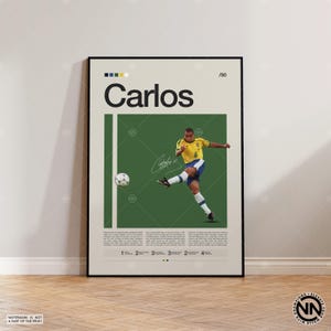 Roberto Carlos Poster, Brasilien Fußball Poster, Fußball Geschenke, Sport Poster, Fußballspieler Poster, Fußball Wandkunst, Sport Schlafzimmer Poster