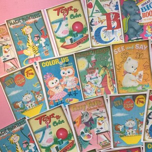 Coloring Book Stickers - Set of 18 - Handmade Stickers, Vintage Style, Vintage Book Stickers, Cute Planner Stickers, Cute Animal Stickers
